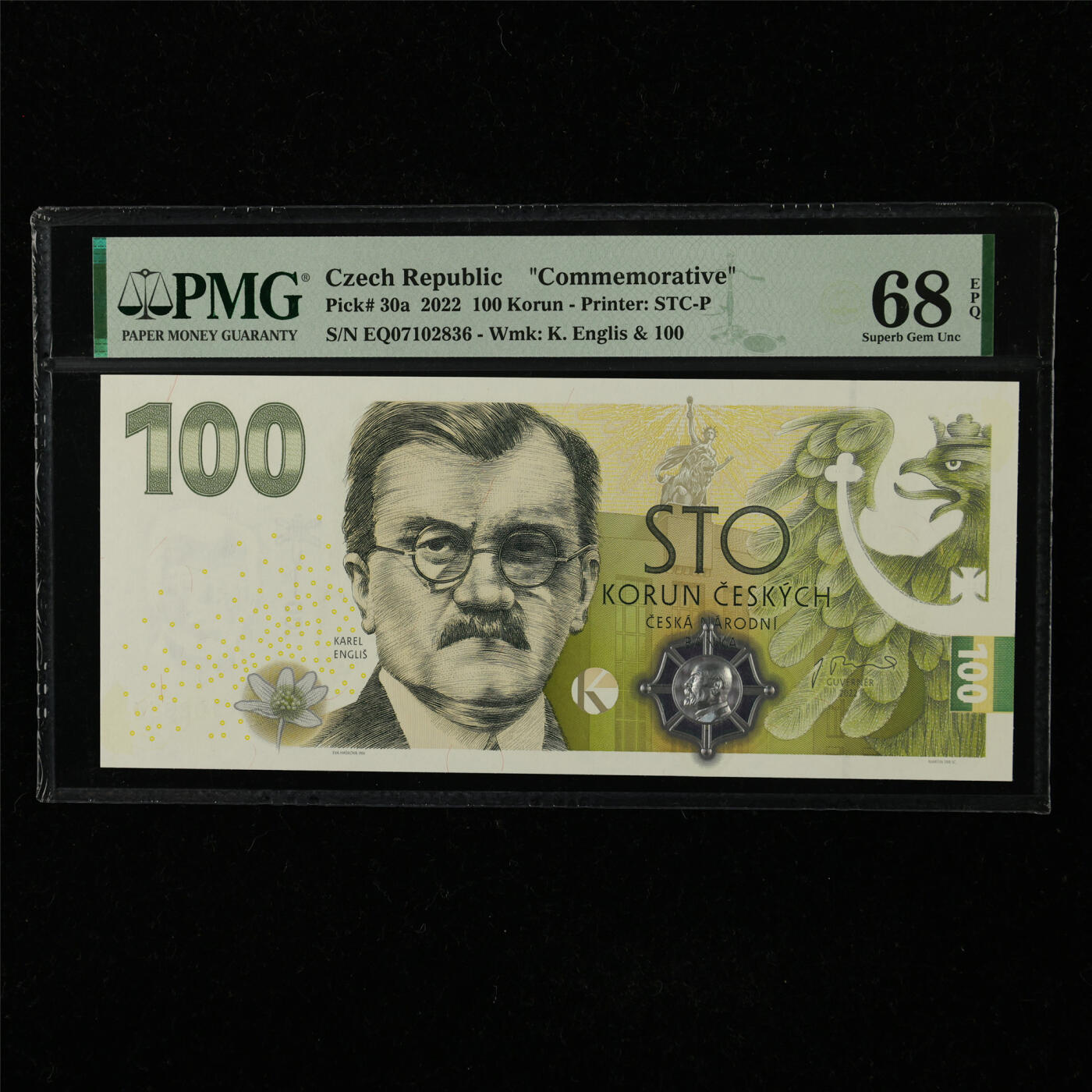 【亘邦集藏】第221期拍卖 2022年 捷克纪念钞100克朗 PMG 68EPQ EQ07102836