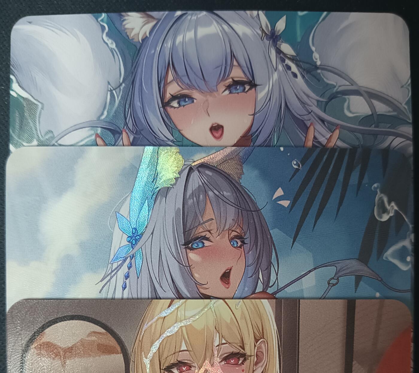 花开卡拍第61期（3月7号周六截拍，品控勿拍!!!拍品不寄存，运费5元（新疆需补运费差价或顺丰到付），自制卡难免瑕疵，可能存在轻微撞角爆边等出厂瑕疵，品控介意勿拍！） 墨卡文创 枕边  3张艺术卡 彩闪