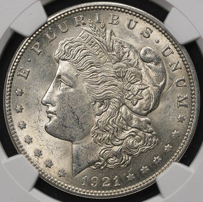 修遠堂世界钱币第106期，请看参拍说明 - NGC MS63 1921年美国摩根大银币
