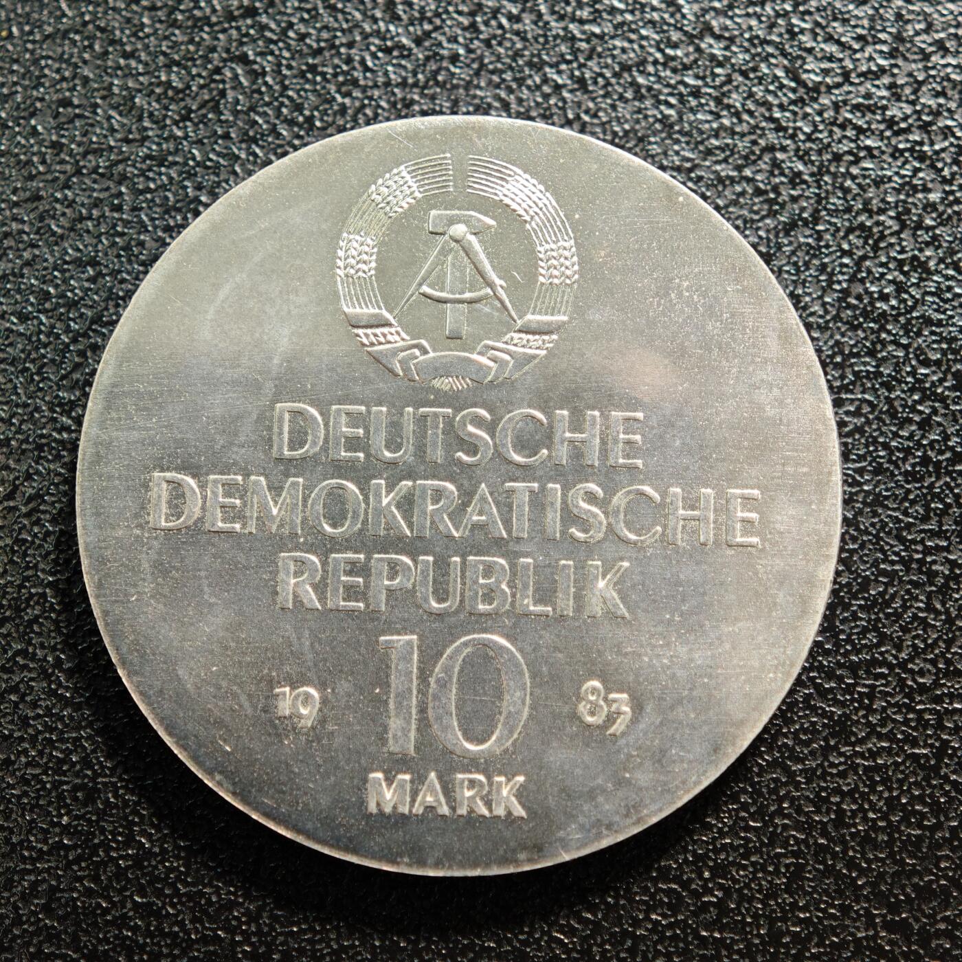 【德藏】世界币章拍卖第167期（拍品征集中~欢迎藏友联系） 1983年 东德作曲家理查德·瓦格纳逝世百年10马克纪念银币 直径约：32mm；重约：17g