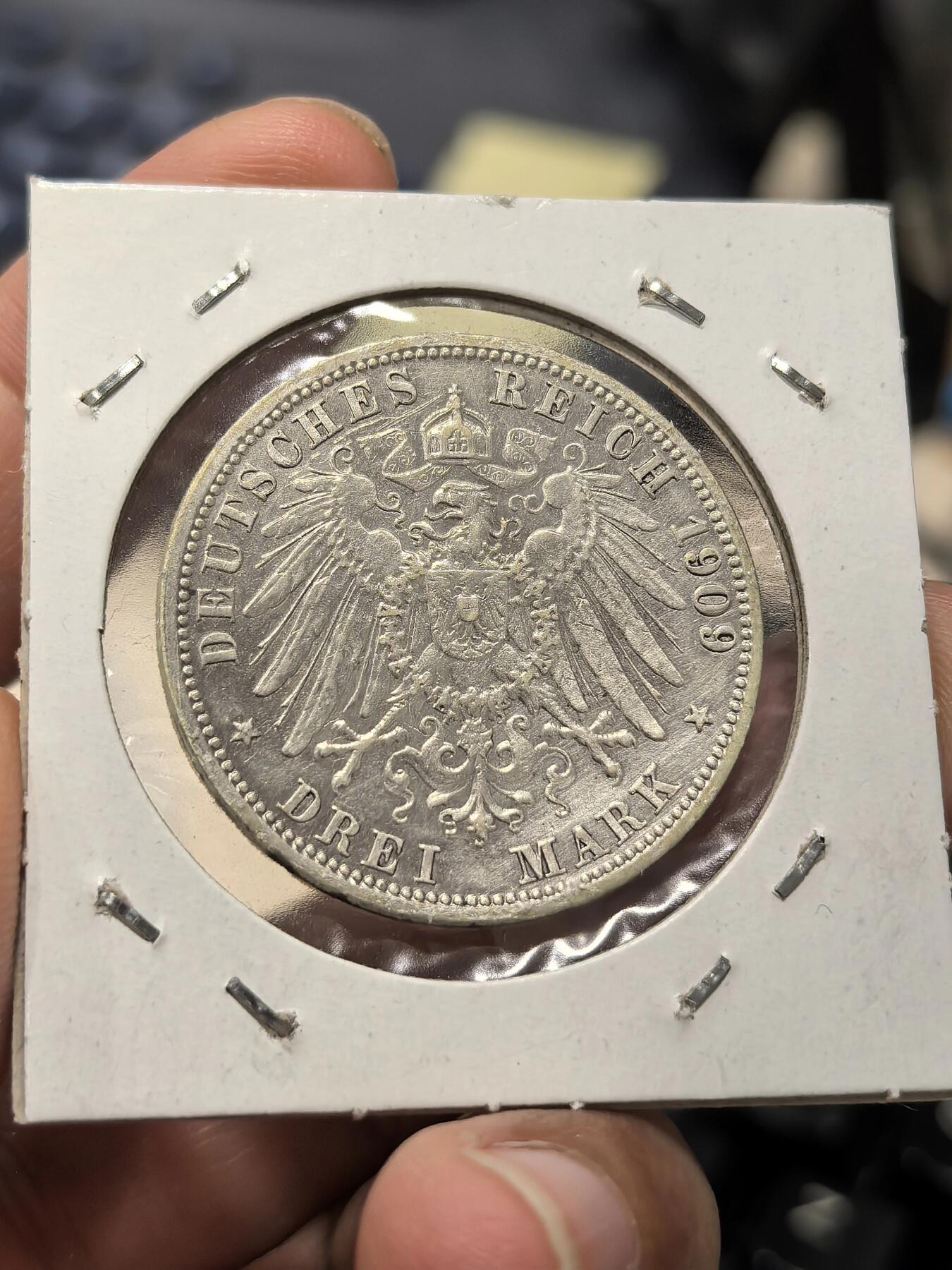 博洋堂世界钱币拍卖第162期（全场包邮） 德国巴登1909年3马克银币