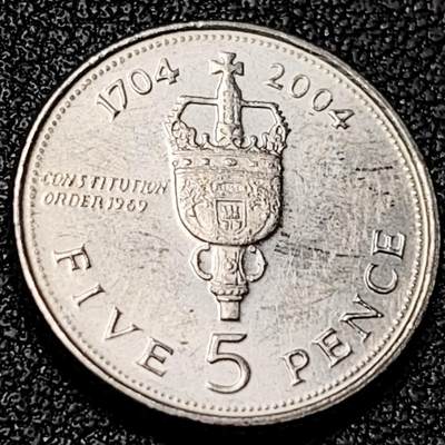 泉币菌-第201场- 新年快乐 新年第9场 本场拍品多 请提前出价（正月十五统一发货） - 原光极美 英属直布罗陀 2004年 5便士纪念币 纪念英国统治400年  18mm