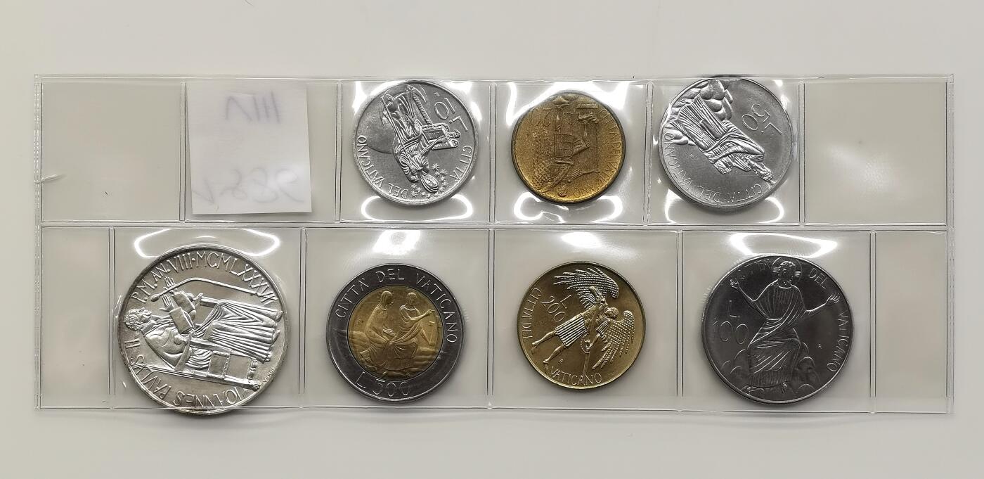 博洋堂世界钱币拍卖第162期（全场包邮） 梵蒂冈1986年若望·保禄二世7枚套币-含1000里拉银币