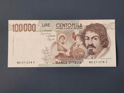 2月26号晚上8点 外国纸币自动截拍第31场 - 意大利 1983年 100000里拉 10万里拉 近新极美品