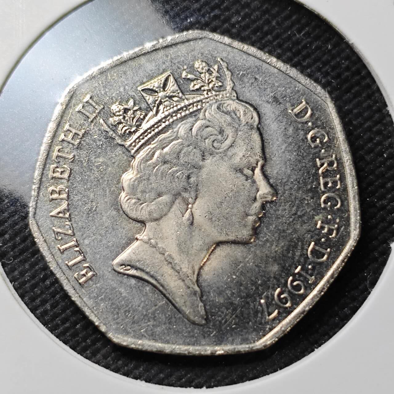 KK钱币收藏小铺  第396期  2月预留时间 周末发货  1997英国50便士 好品