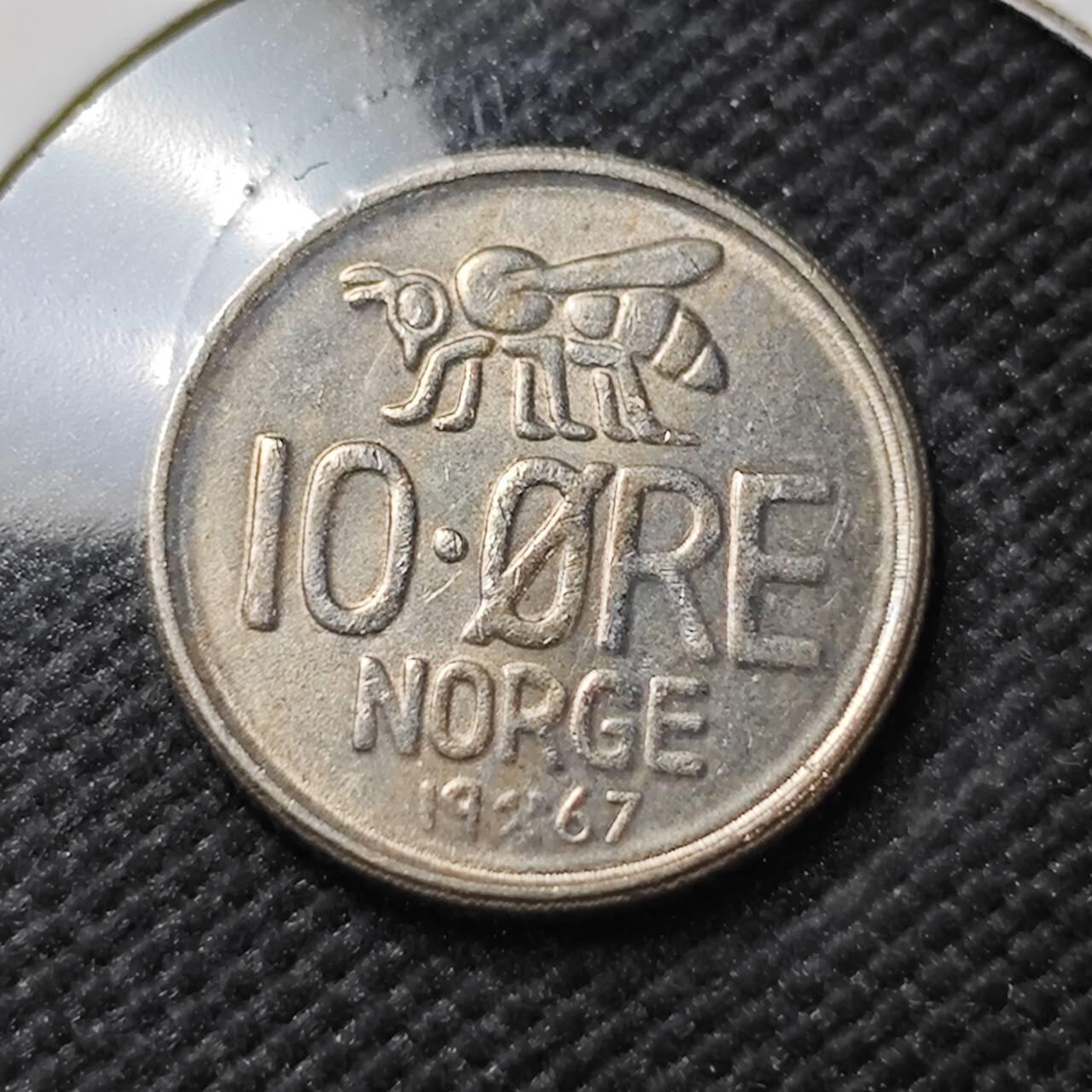 KK钱币收藏小铺  第396期  2月预留时间 周末发货  1967挪威10欧尔 好品