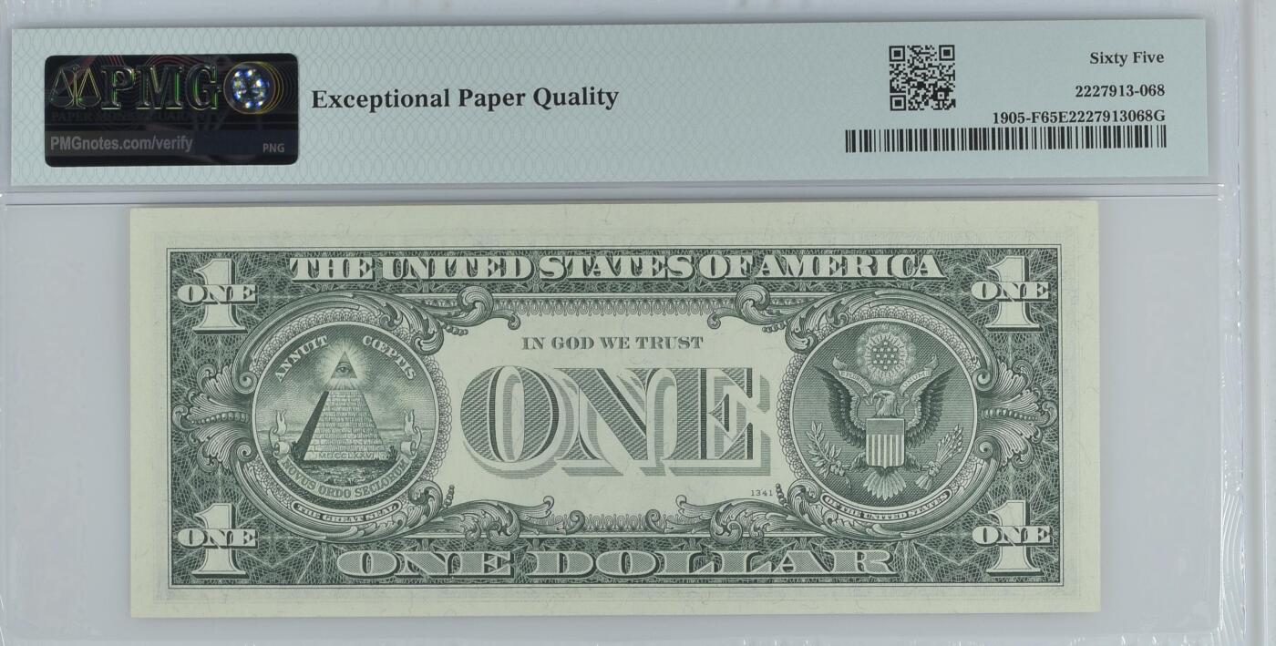 【礼羽收藏】🌏世界钱币拍卖126期 【稀少分区F 亚特兰大 首发A冠】1969B年 1美 PMG65E 