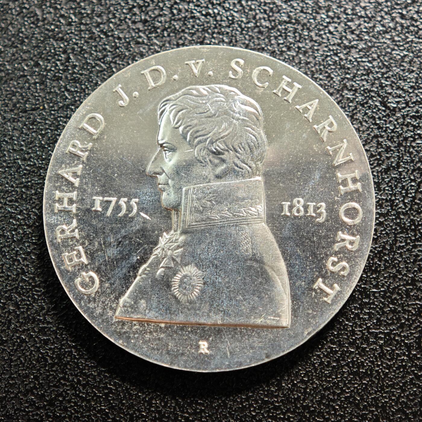 【德藏】世界币章拍卖第167期（拍品征集中~欢迎藏友联系） 1980年 东德沙恩霍斯特将军诞辰225周年10马克纪念银币 直径约：32mm；重约：17g