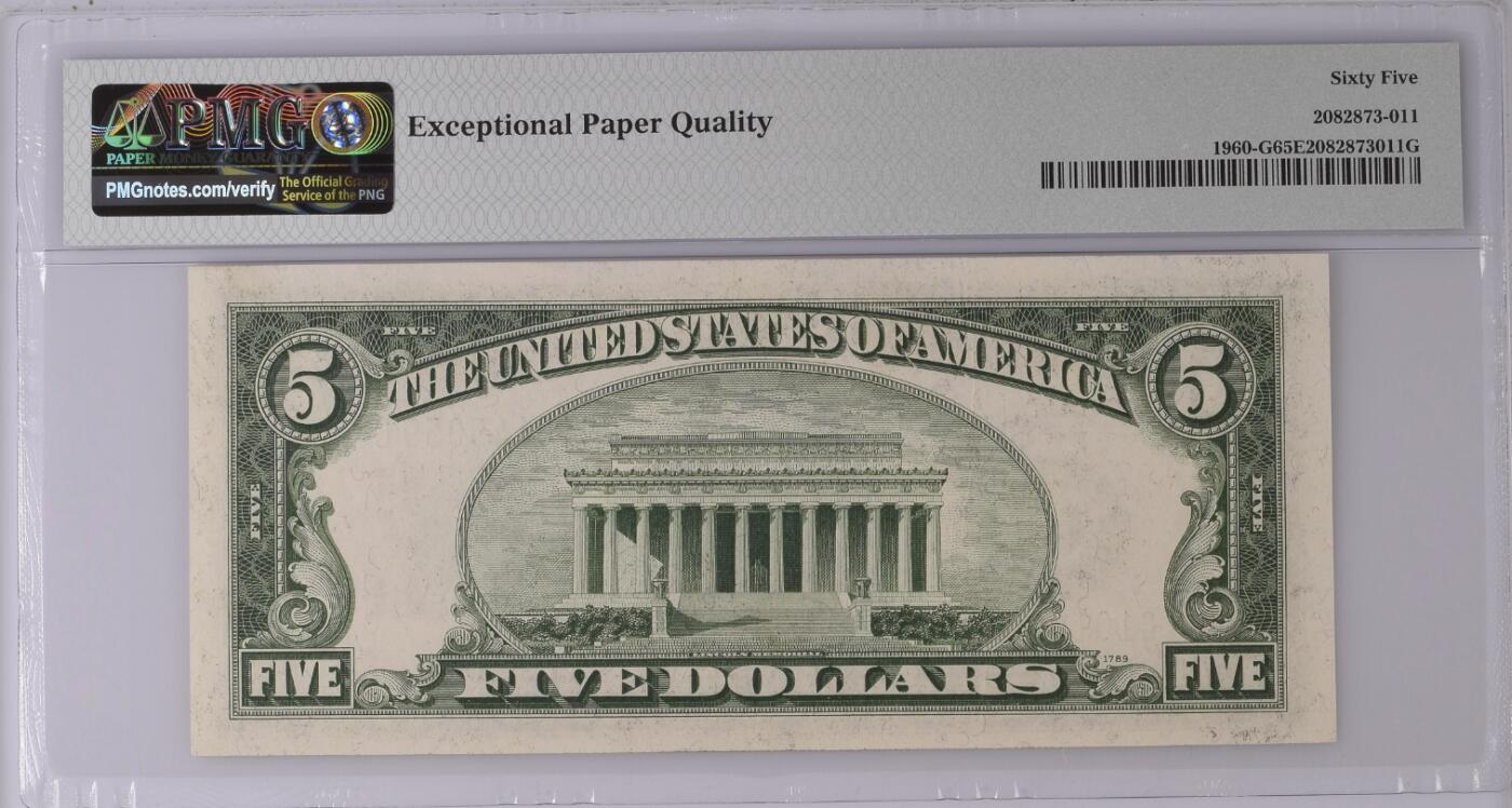 【礼羽收藏】🌏世界钱币拍卖126期  【稀少D版 末版】1934D年 5美元 PMG65E