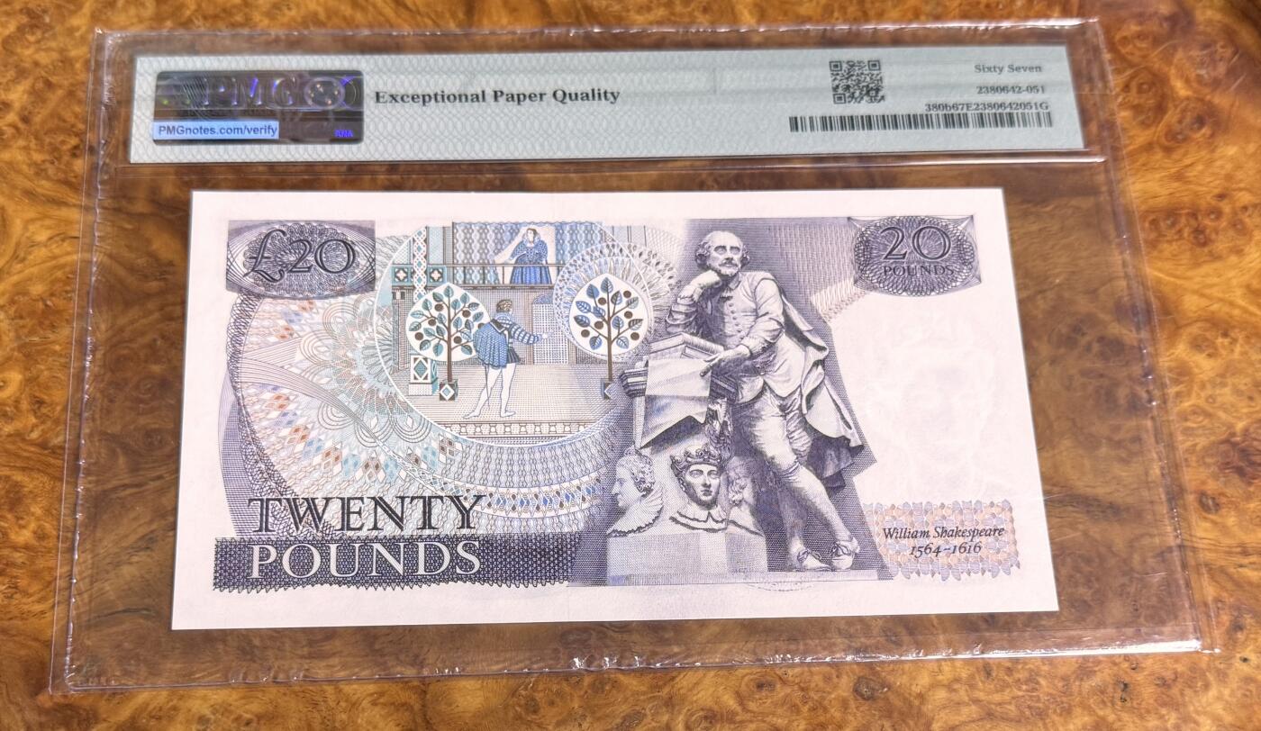 得物收藏 Chase Auction 第36期 - - 外钞、银元、民国钞和人民币混合场！（更新中） 1970年英国20镑，PMG67！