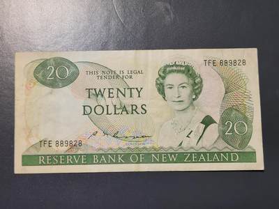 2月26号晚上8点 外国纸币自动截拍第31场 - 新西兰1985年 20元 S.T签名 原票