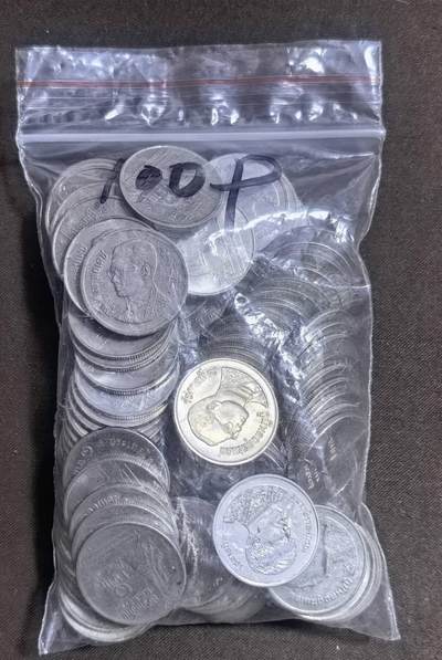 北京马甸外国币专卖第148期，外国币，中国早期纪念币专场，陆续上拍，欢迎关注 - 泰国1铢100枚，流通品