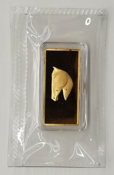 博洋堂世界钱币拍卖第162期（全场包邮） 上海造币有限公司2014年甲午马年1/4盎司纪念金条，999金，带证书