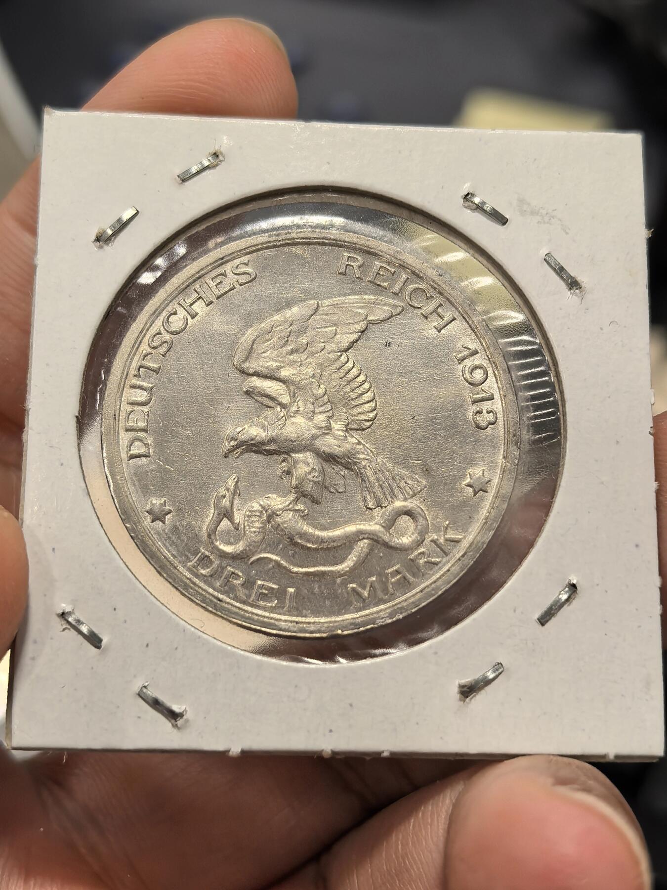 博洋堂世界钱币拍卖第162期（全场包邮） 德国普鲁士1913年击败拿破仑百年3马克银币