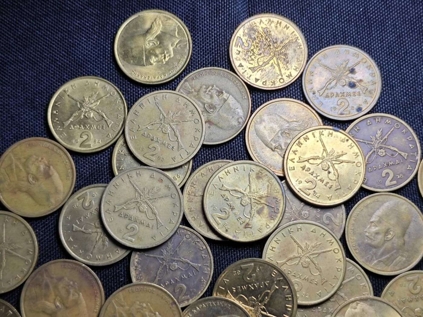 KK钱币收藏小铺   套币 批量/好品散币专场 2月预留时间 周末发货  希腊2德拉克马铜币65枚