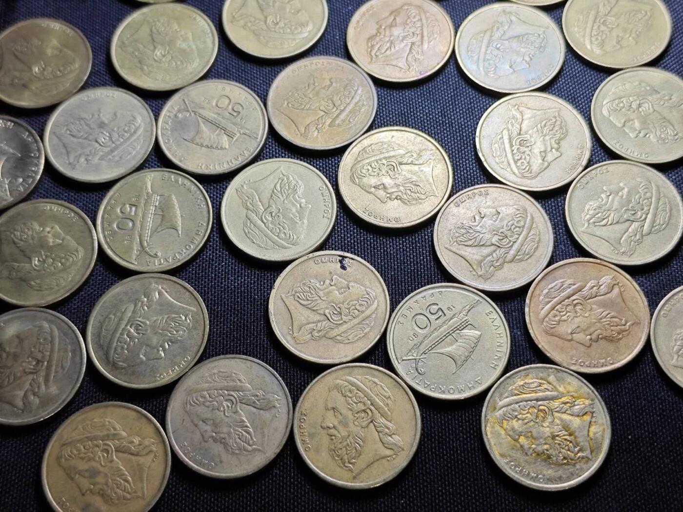 KK钱币收藏小铺   套币 批量/好品散币专场 2月预留时间 周末发货  希腊50德拉克马33枚一组