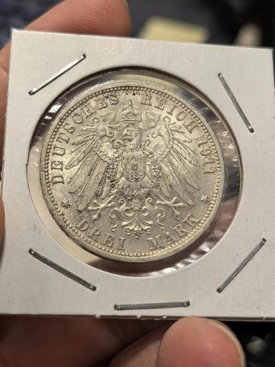 博洋堂世界钱币拍卖第162期（全场包邮） 德国符腾堡1911年银婚3马克银币