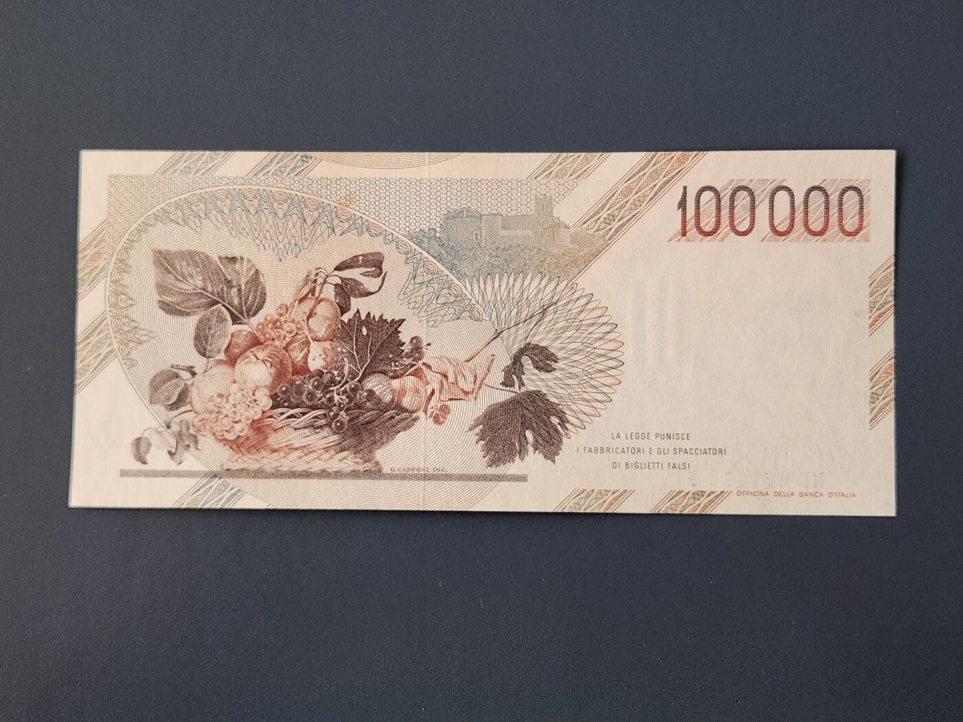 2月26号晚上8点 外国纸币自动截拍第31场 意大利 1983年 100000里拉 10万里拉 近新极美品