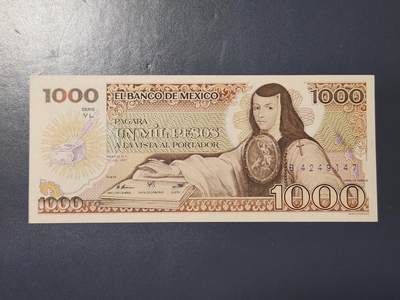 2月26号晚上8点 外国纸币自动截拍第31场 - 全新UNC 墨西哥1000 纸币 1985年