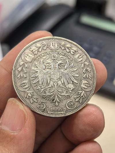 博洋堂世界钱币拍卖第162期（全场包邮） 奥匈帝国1900年约瑟夫一世5克朗大银币，流通好品，老包浆老味道，24g900银