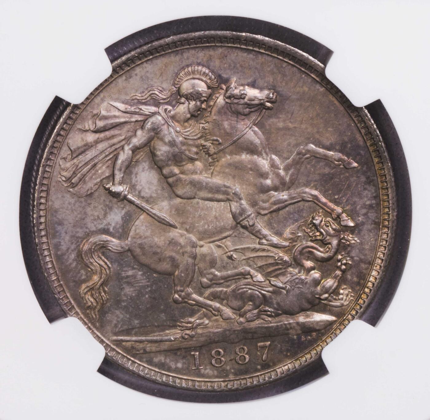 NGC-MS62 1887英国高冠克朗 五彩包浆