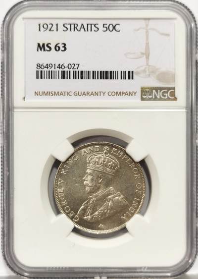 博洋堂世界钱币拍卖第162期（全场包邮） - NGC MS63 1921年英属海峡半圆银币