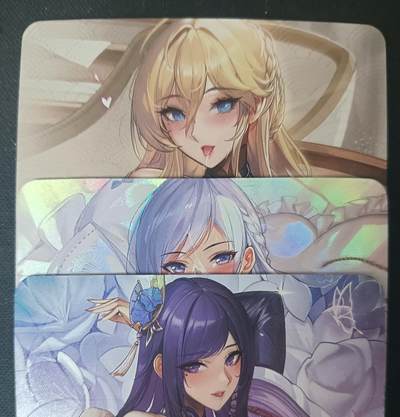 花开卡拍第61期（3月7号周六截拍，品控勿拍!!!拍品不寄存，运费5元（新疆需补运费差价或顺丰到付），自制卡难免瑕疵，可能存在轻微撞角爆边等出厂瑕疵，品控介意勿拍！） - 墨卡文创 枕边  3张艺术卡 彩闪