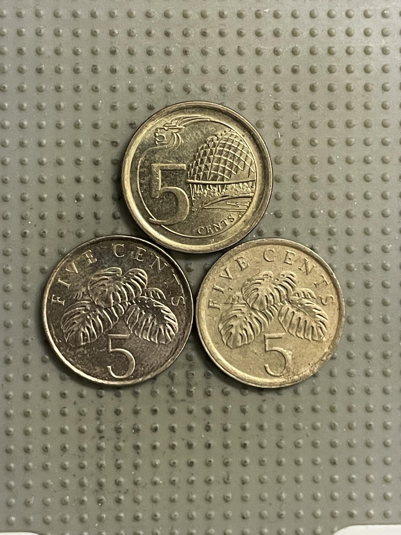 2026年第28场各国散币拍卖（总第178场） 新加坡5分3枚不同版本