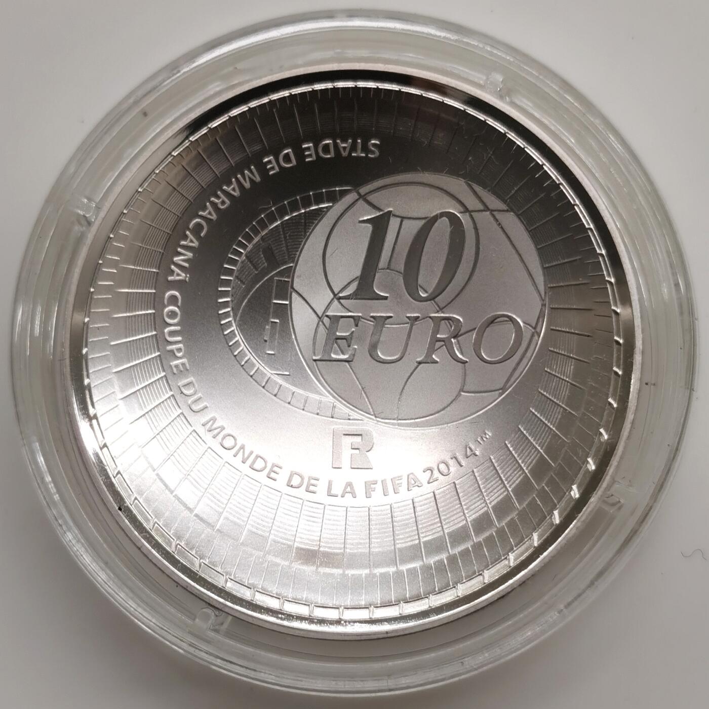 博洋堂世界钱币拍卖第162期（全场包邮） 法国2014年10欧圆弧形精制银币 巴西世界杯 22.2克900银 发行量：1万 盒证全