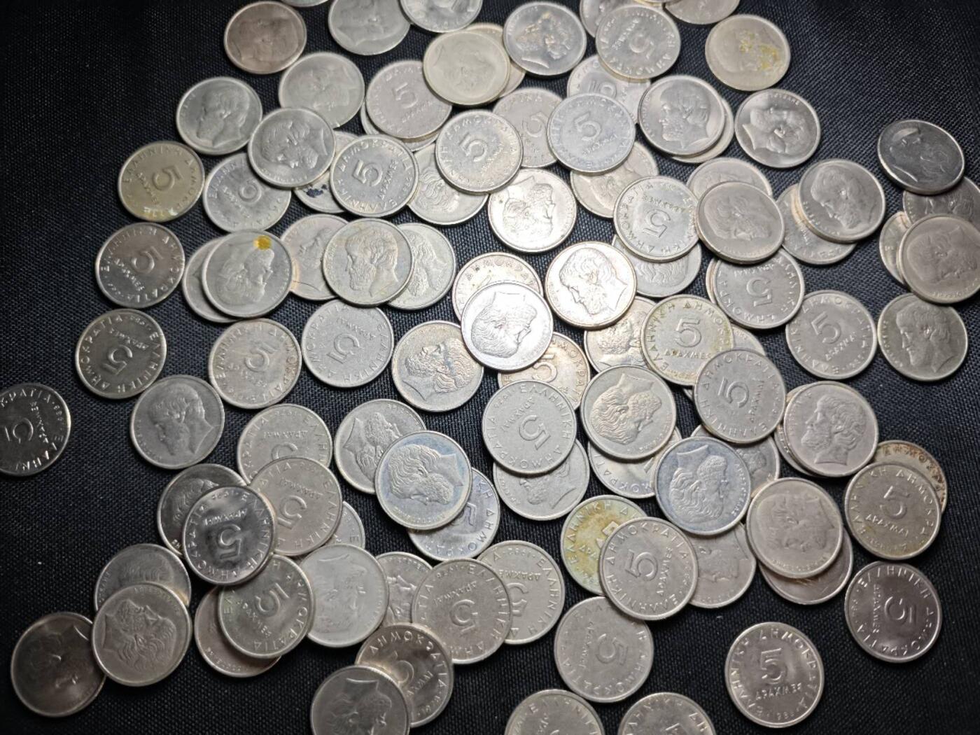 KK钱币收藏小铺   套币 批量/好品散币专场 2月预留时间 周末发货  希腊5德拉克马108枚一组