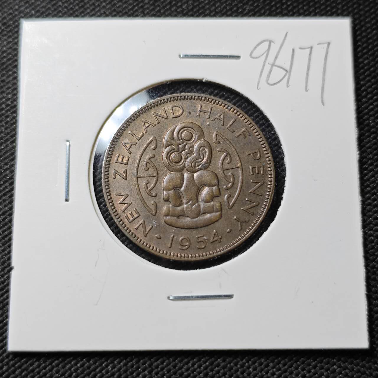 KK钱币收藏小铺  第396期  2月预留时间 周末发货  1954新西兰半便士铜币