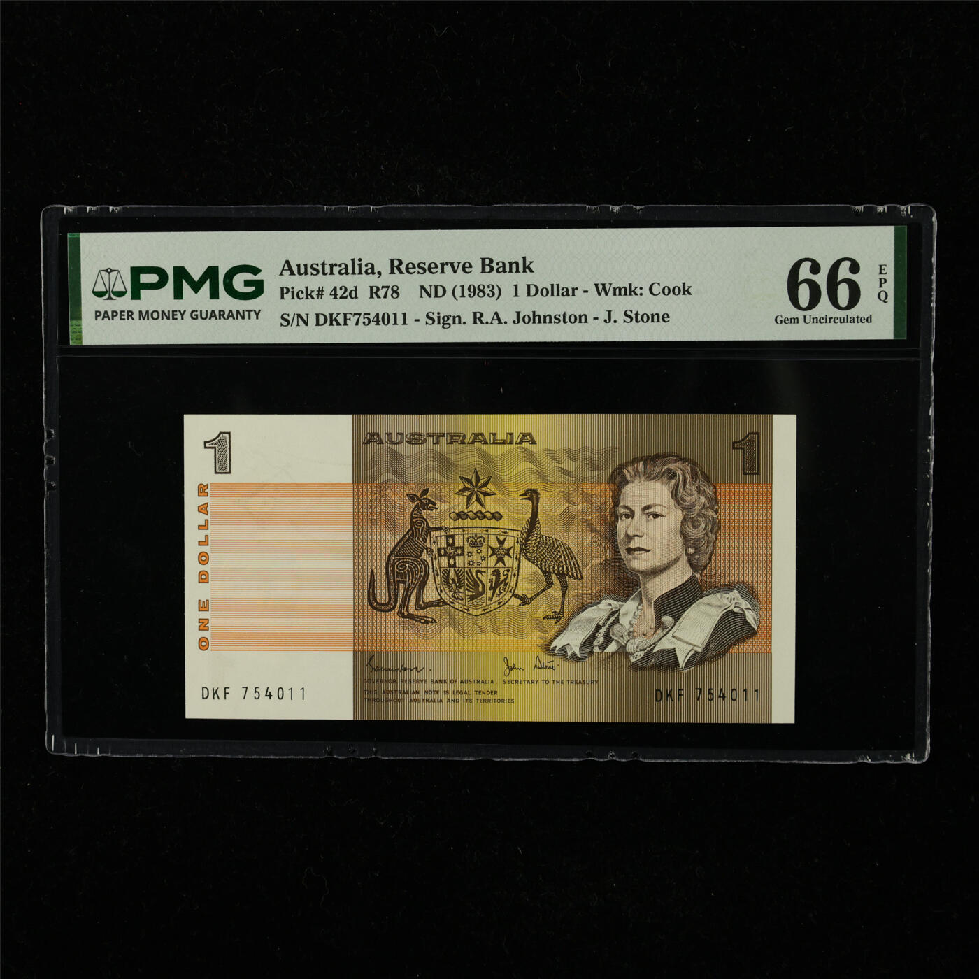 【亘邦集藏】第221期拍卖 1983年 澳大利亚1元 PMG 66EPQ DKF754011