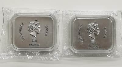 博洋堂世界钱币拍卖第162期（全场包邮） 所罗门2020年2x2元凹凸仿古银币套 黑天鹅 （一个高浮雕一个阴雕） 999银1盎司X2 发行量：5000 盒证全