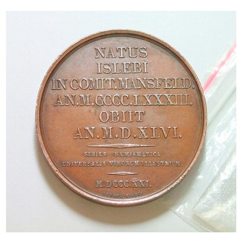 【旋风钱币】2月28日19:00准时开拍 精美欧洲币章、银币银章、第三帝国钱币等 全场包邮！ 法国1821年 马丁路德高浮雕精制大铜章 光边 40MM