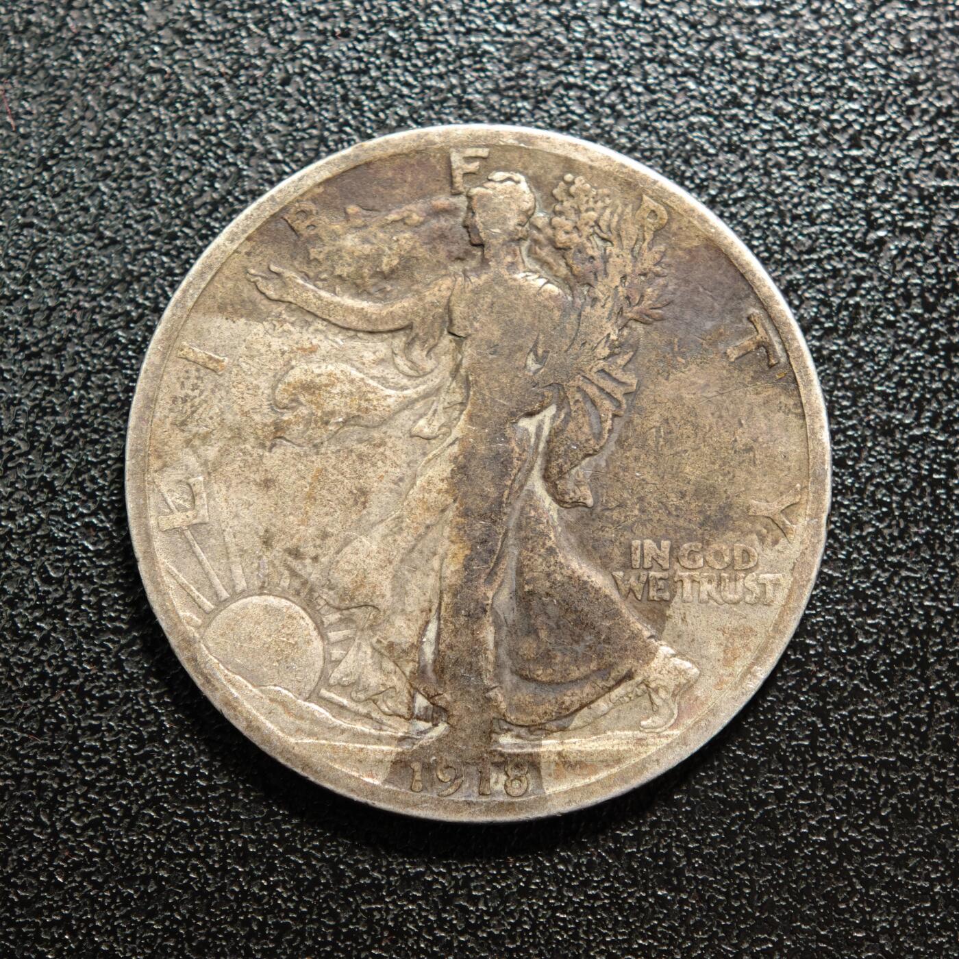 【德藏】世界币章拍卖第167期（拍品征集中~欢迎藏友联系） 1918年 美国半圆银币 900银 直径约：30.3mm；重约：12.1g