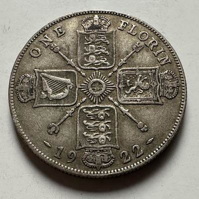 🌹外币初藏🌹🐯2026年第22场  每周二四六晚8️⃣点 接代拍 - 英国1922年一弗罗林银币 11.3克50%银