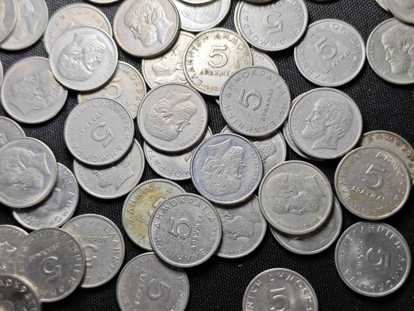 KK钱币收藏小铺   套币 批量/好品散币专场 2月预留时间 周末发货  希腊5德拉克马108枚一组