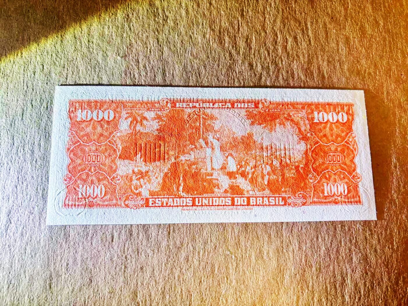 【Blue Auction】世界纸币精拍第788期——18级TOP拍卖/信誉/品质/专业/高效💫 巴西 1000克鲁塞罗 大场景设计精美 全新UNC