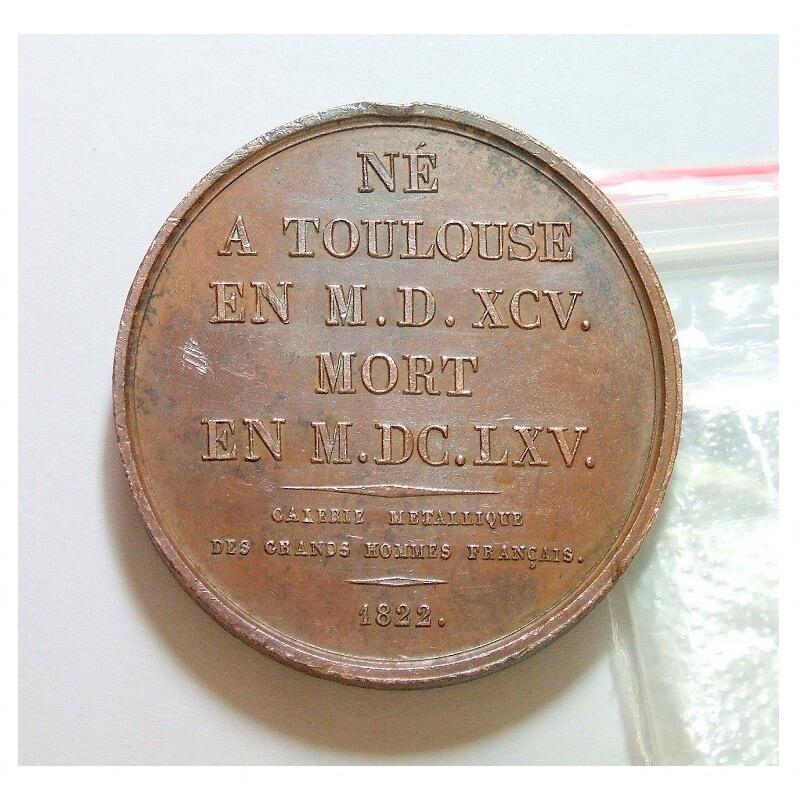 【旋风钱币】2月28日19:00准时开拍 精美欧洲币章、银币银章、第三帝国钱币等 全场包邮！ 法国1822年 大数学家费马高浮雕精制大铜章 光边 40MM