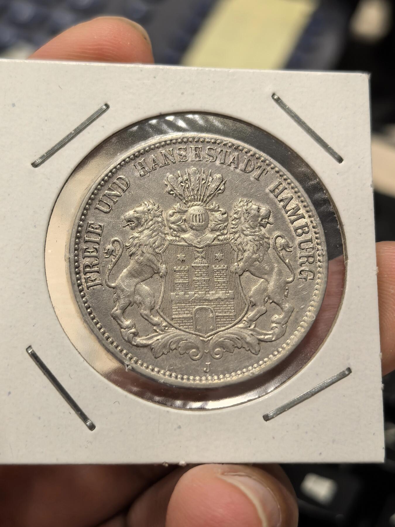 博洋堂世界钱币拍卖第162期（全场包邮） 德国汉堡1914年3马克银币