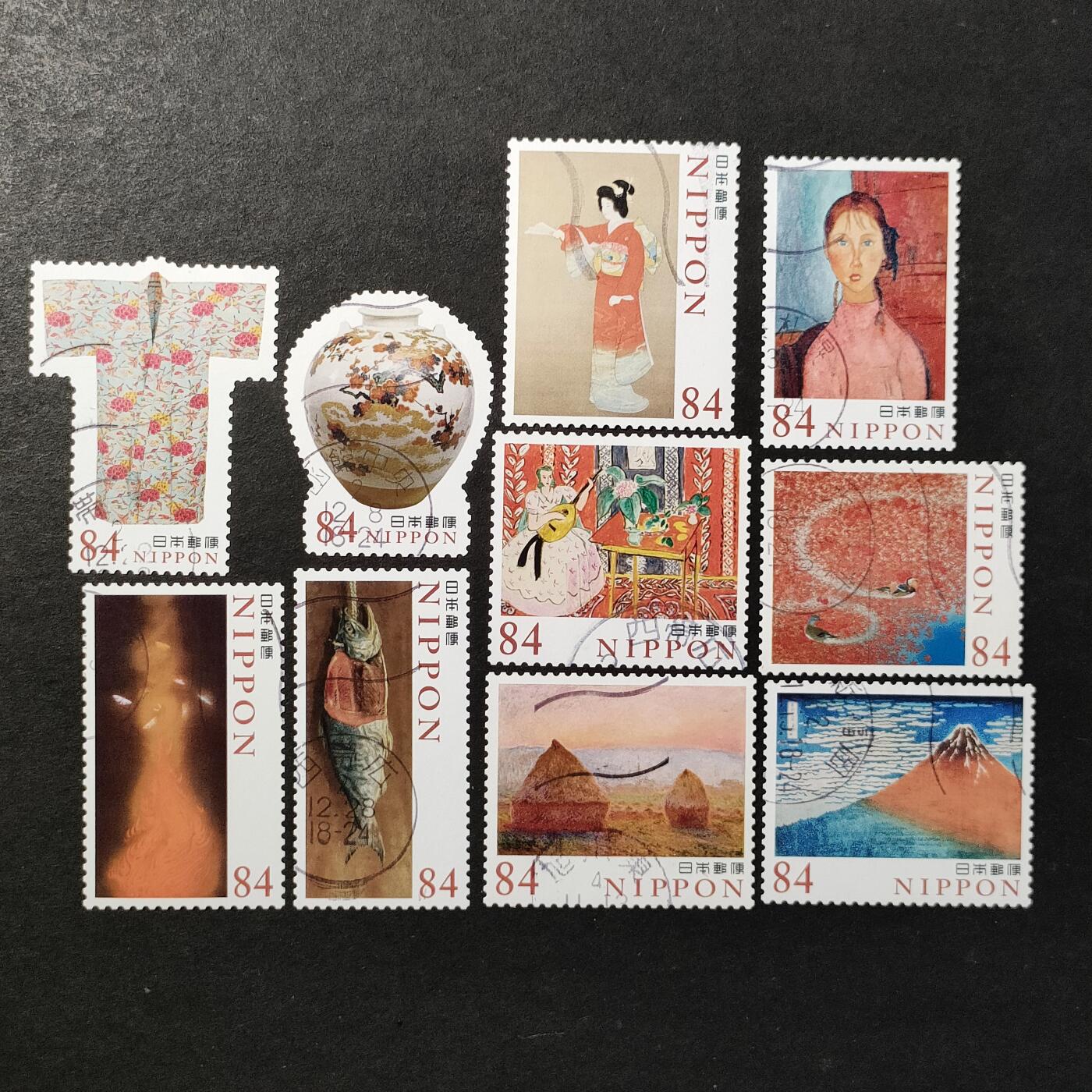 ↓君缘收藏749期☞钱币邮品↓无佣金、可寄存、满30元包邮  日本邮票，2020年美术的世界第2集绘画邮票10全