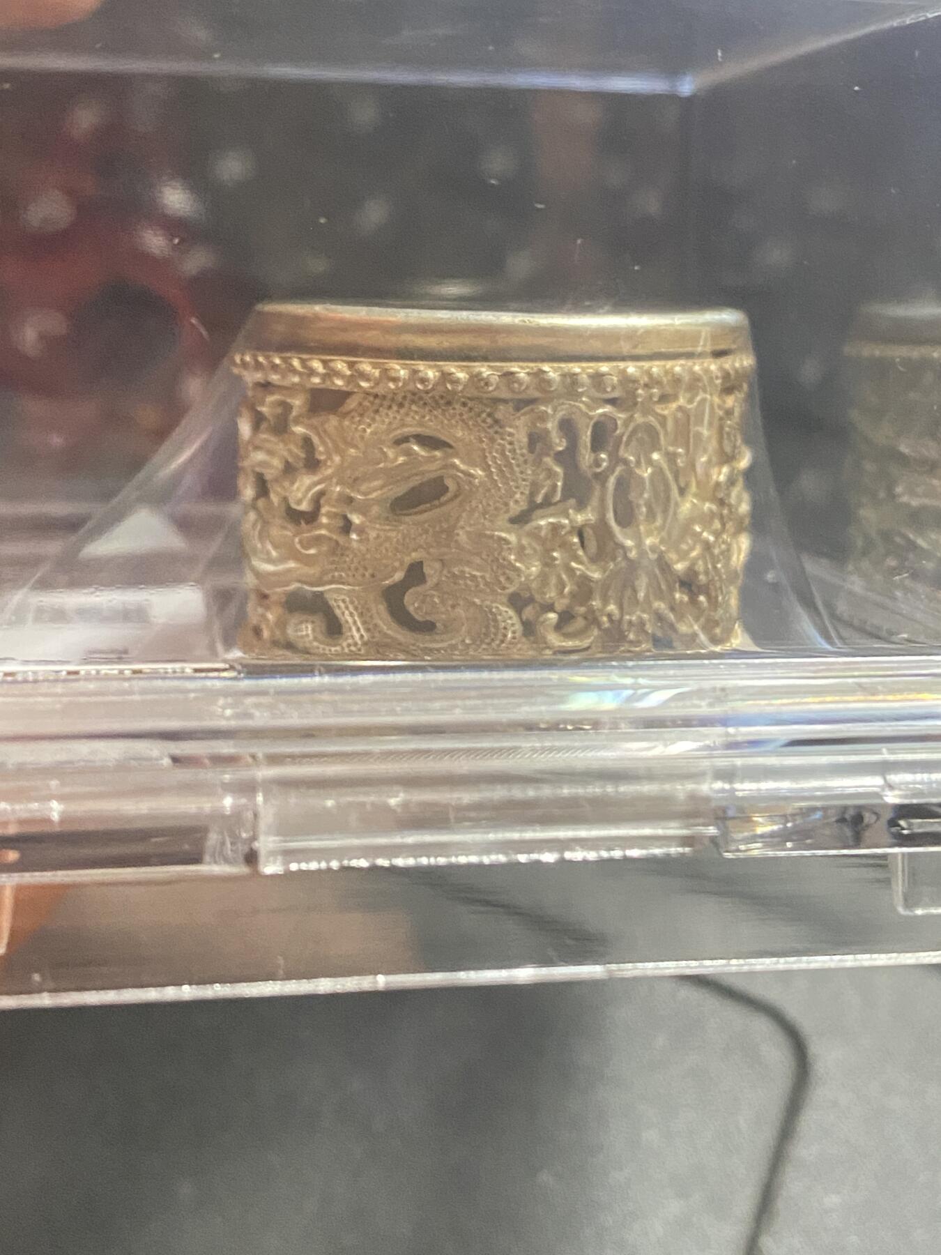 双龙戏珠 老银扳指 中间可以转动 评级封装 时来运转