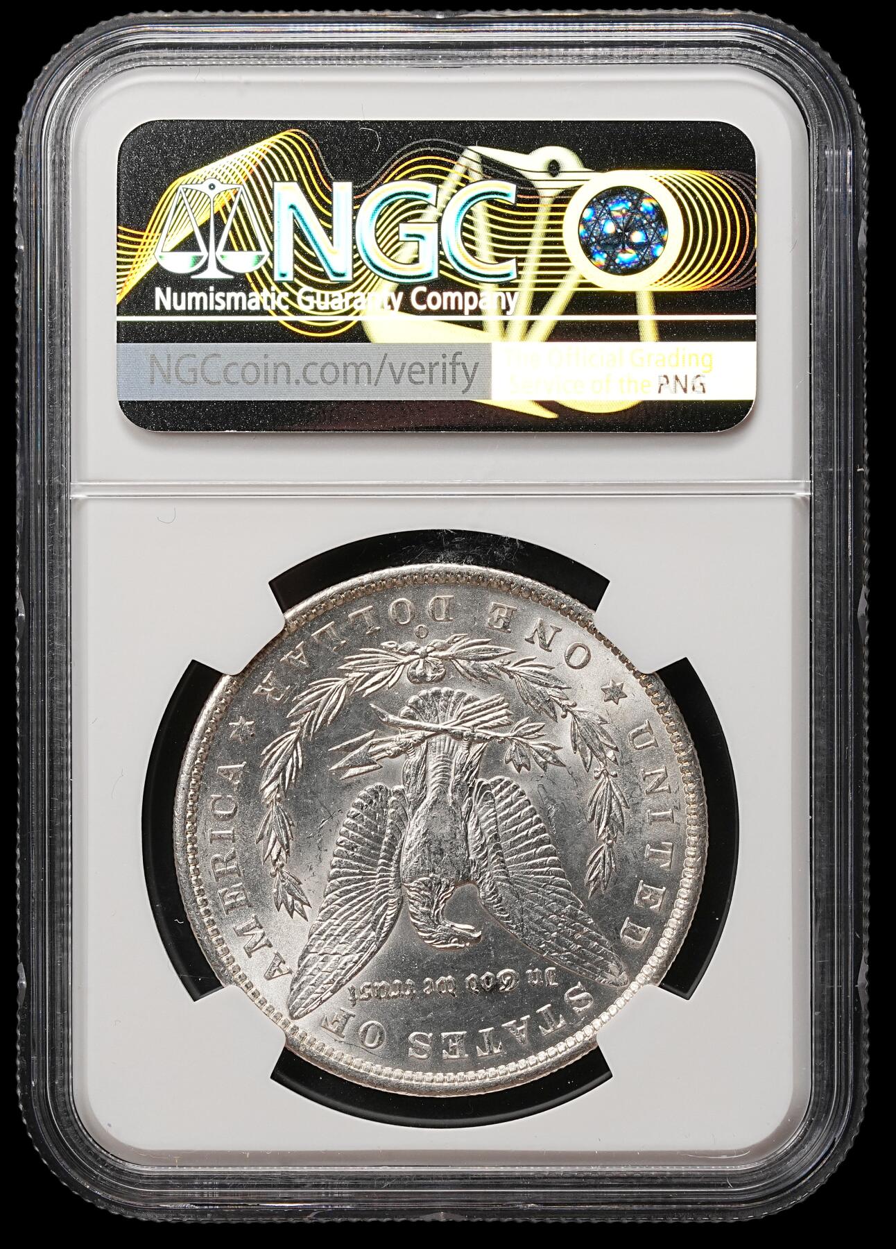 修遠堂世界钱币第106期，请看参拍说明 NGC MS63 1885年美国摩根大银币 O厂铭