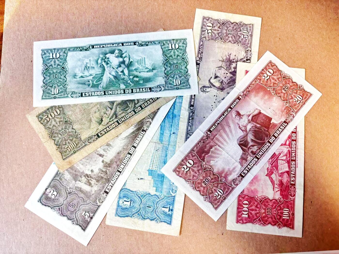 【Blue Auction】世界纸币精拍第788期——18级TOP拍卖/信誉/品质/专业/高效💫 【一组7张 均手签版 高值手签罕见】巴西 1-500克鲁塞罗 品相如图