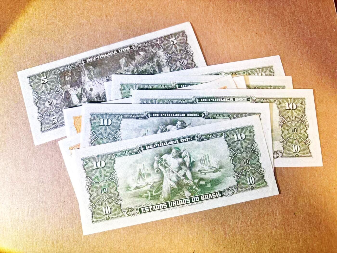 【Blue Auction】世界纸币精拍第788期——18级TOP拍卖/信誉/品质/专业/高效💫 【一组8张 含多张手签版】巴西 2-10克鲁塞罗 UNC/UNC-