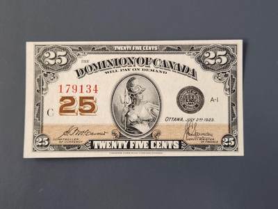 2月27号晚上8点 外国纸币自动截拍第32场 - 第三版 加拿大25元 1923年 极美品近新