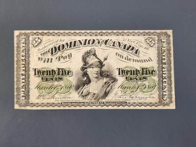 2月27号晚上8点 外国纸币自动截拍第32场 - 第一版 加拿大25元 1870年 极美品 