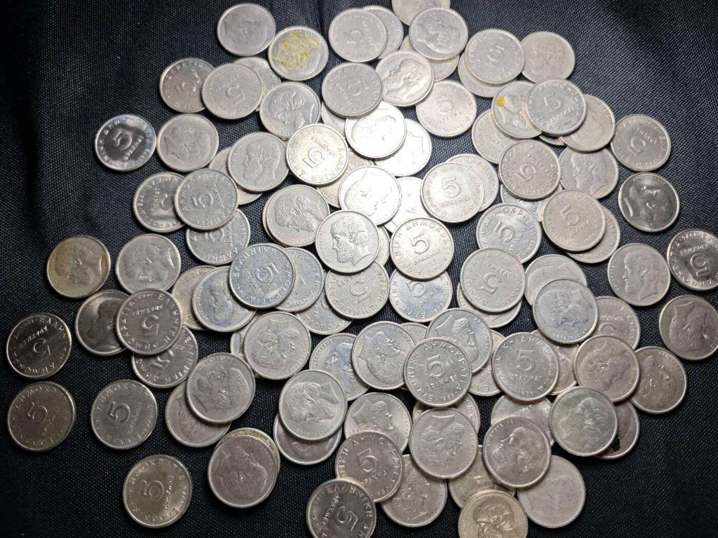 KK钱币收藏小铺   套币 批量/好品散币专场 2月预留时间 周末发货  希腊5德拉克马108枚一组