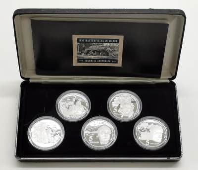 博洋堂世界钱币拍卖第162期（全场包邮） - 澳大利亚1995年5澳元X5精制银币套 澳大利亚殖民时期总督 925银35.79克X5 共178.5克 发行量：2万套 盒证全