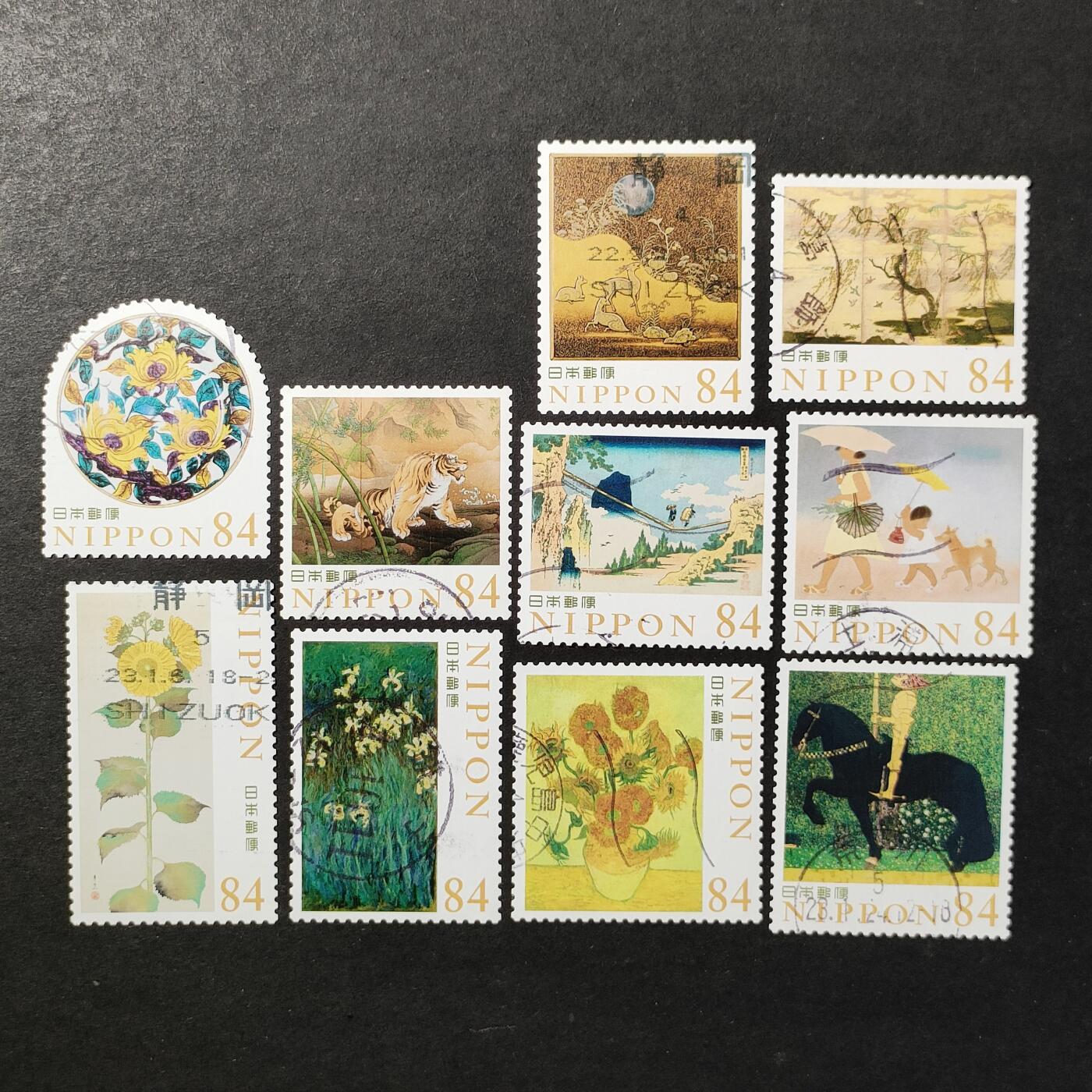↓君缘收藏749期☞钱币邮品↓无佣金、可寄存、满30元包邮  日本邮票，2022年美术的世界第4集绘画邮票10全